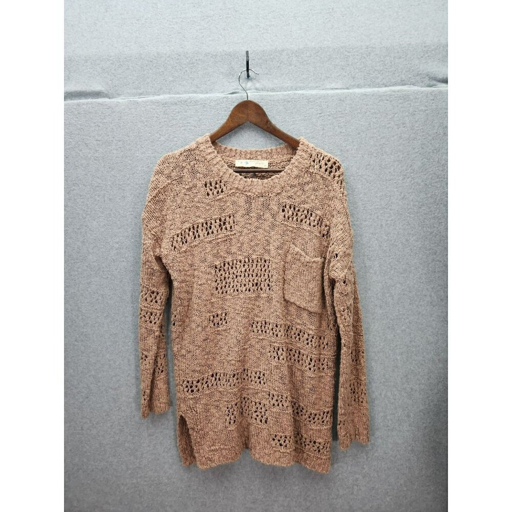 Her Entire Name Says Grace Womens Open Knit Sweater Long Sleeve Small 100% Acryl